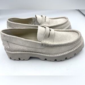 Pedro Garcia Sebas Lugsole Penny Loafer Suede WMN Size EU40 Made In Spain Ivory